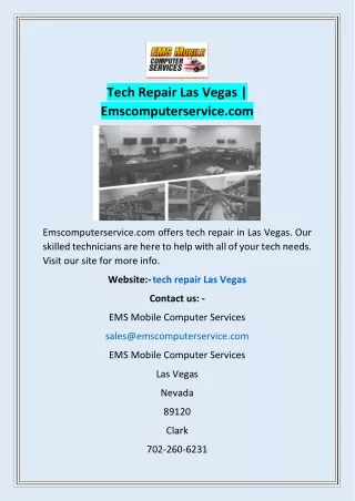 Tech Repair Las Vegas | Emscomputerservice.com