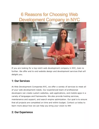 6 reasons for choosing web development company