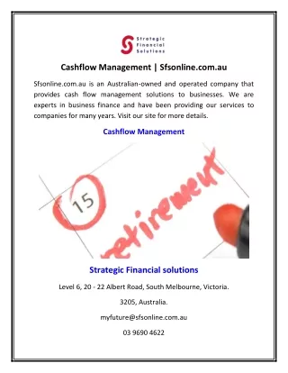 Cashflow Management | Sfsonline.com.au
