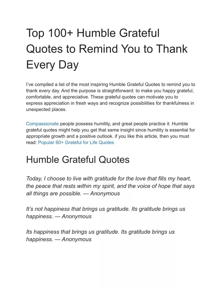 top 100 humble grateful quotes to remind