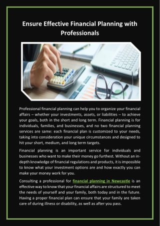 Ensure Effective Financial Planning with Professionals