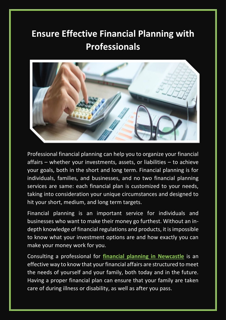 ensure effective financial planning with