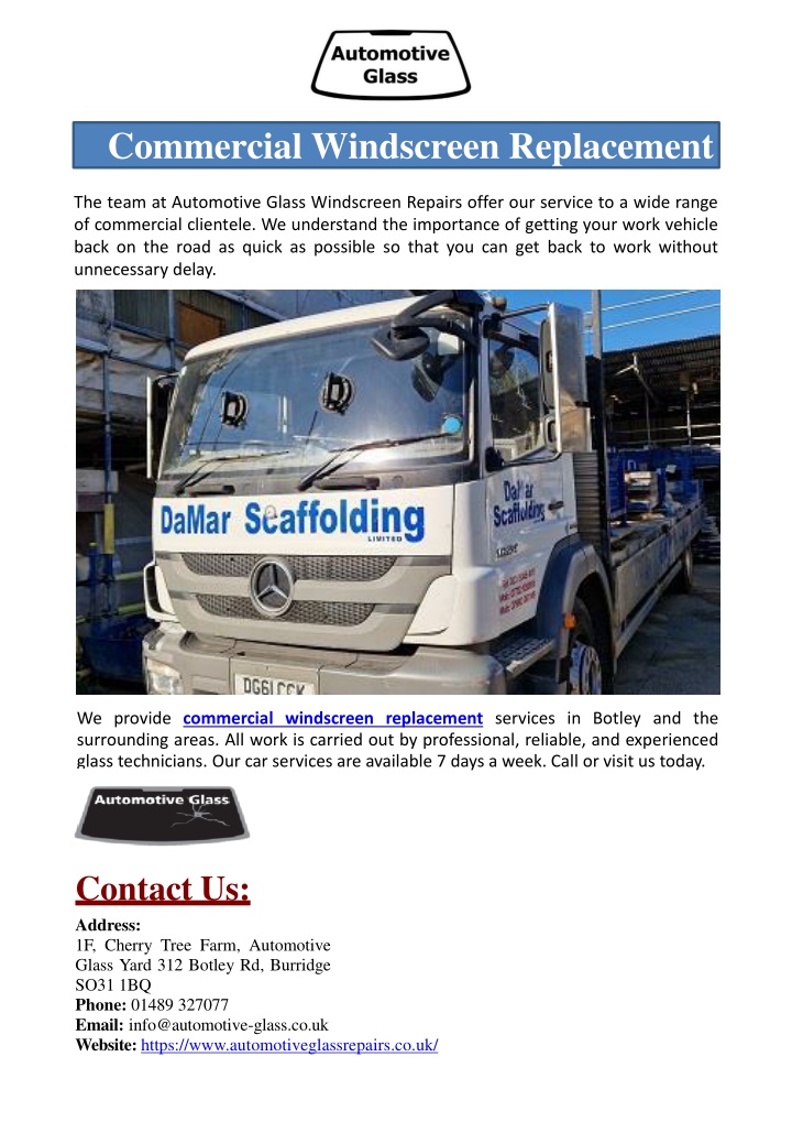 commercial windscreen replacement