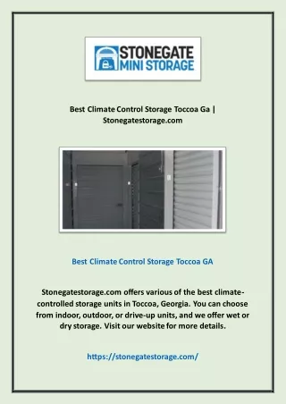 Best Climate Control Storage Toccoa Ga | Stonegatestorage.com