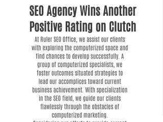 SEO Agency Wins Another Positive Rating on Clutch