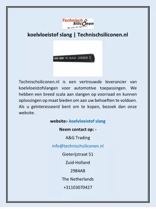 koelvloeistof slang | Technischsiliconen.nl