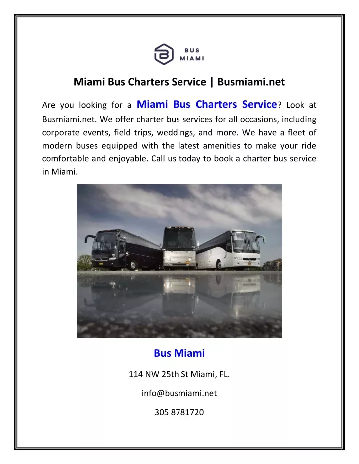 miami bus charters service busmiami net
