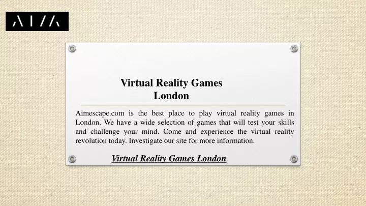 virtual reality games london
