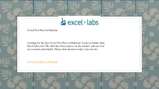 Covid Test Price In Pakistan   Excel-labs.com