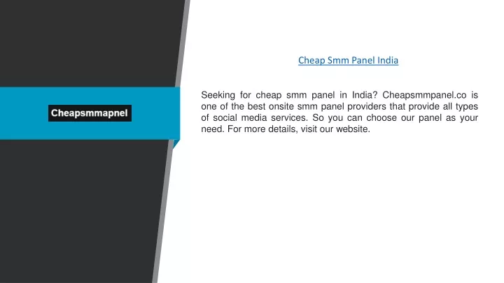 cheap smm panel india