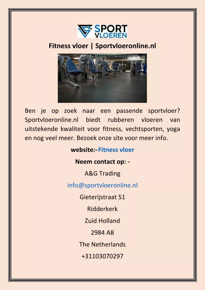 fitness vloer sportvloeronline nl