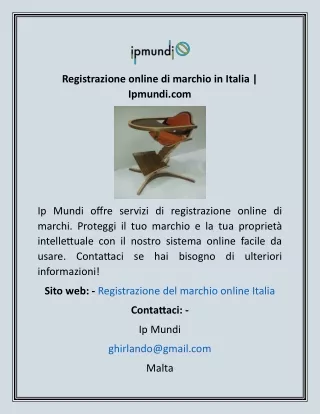 Registrazione online di marchio in Italia  Ipmundi