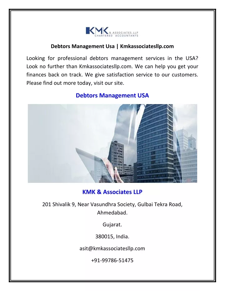 debtors management usa kmkassociatesllp com