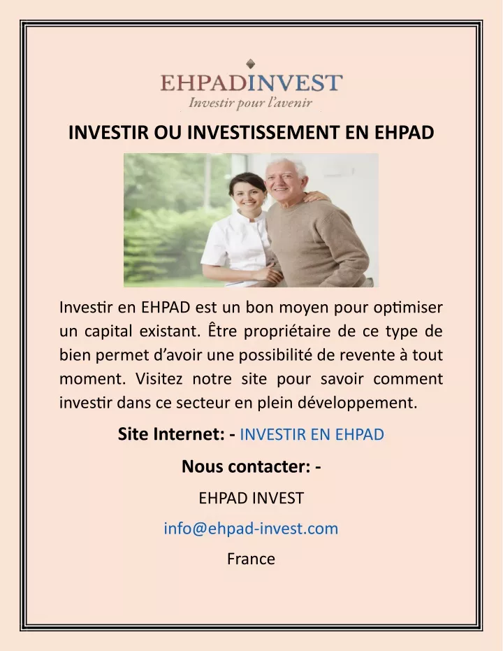 investir ou investissement en ehpad