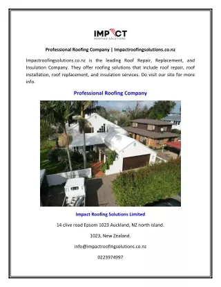 Professional Roofing Company | Impactroofingsolutions.co.nz