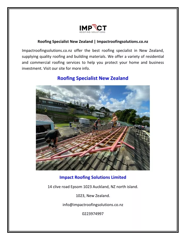roofing specialist new zealand
