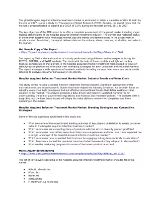 Hospital Acquired Infection Treatment Market to Cross US$ 31.0 Mn by 2027