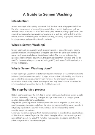 a guide to semen washing