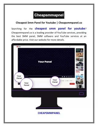 Cheapest Smm Panel for Youtube | Cheapsmmpanel.co