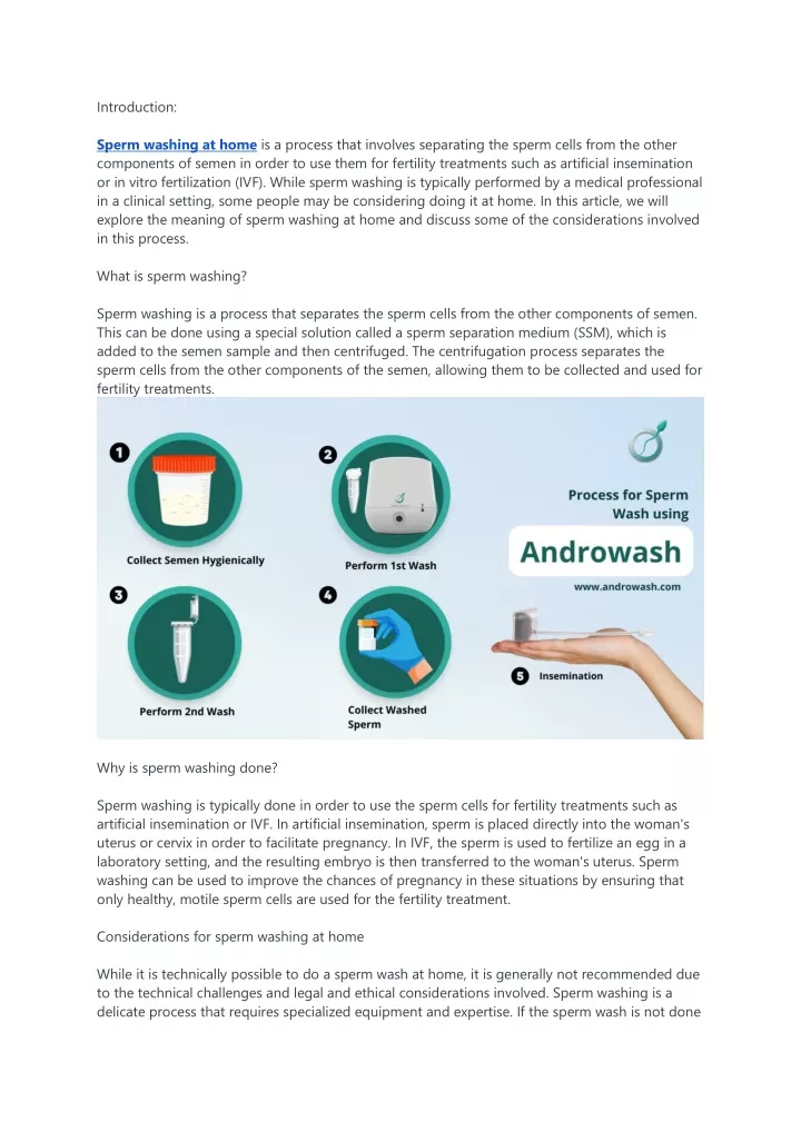 introduction sperm washing at home is a process