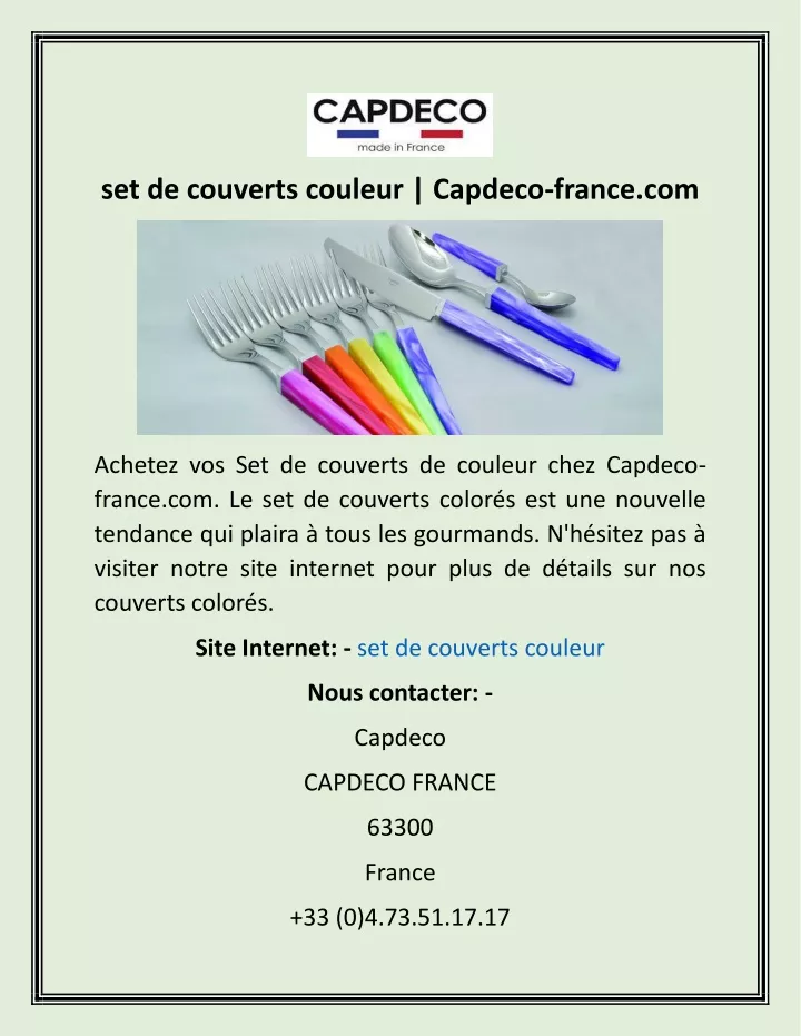 set de couverts couleur capdeco france com