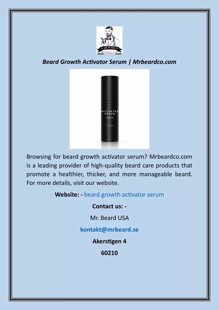 beard growth activator serum mrbeardco com