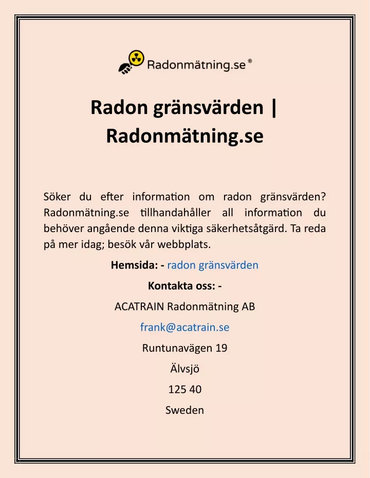 radon gr nsv rden radonm tning se