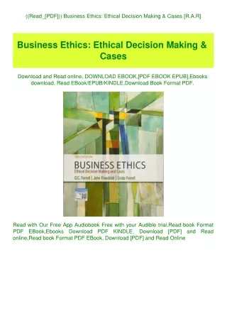 ((Read_[PDF])) Business Ethics Ethical Decision Making & Cases [R.A.R]
