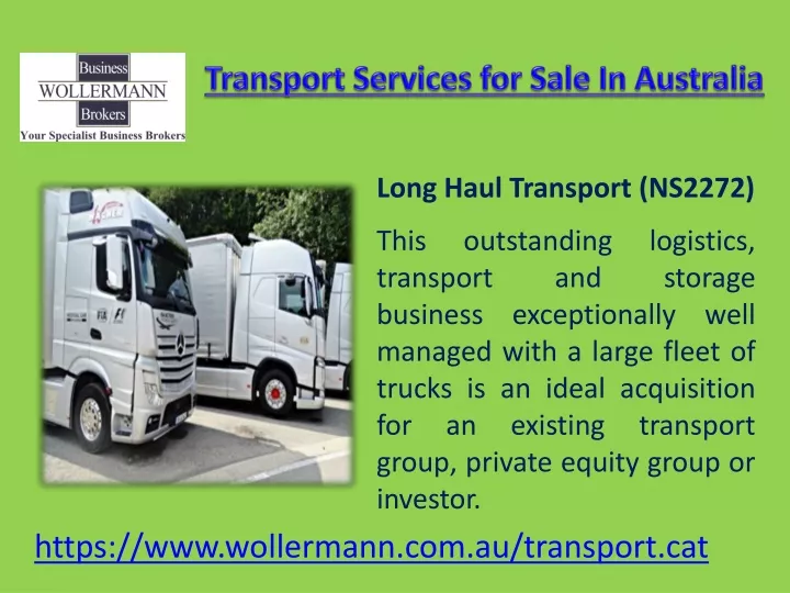 transport services for sale in australia
