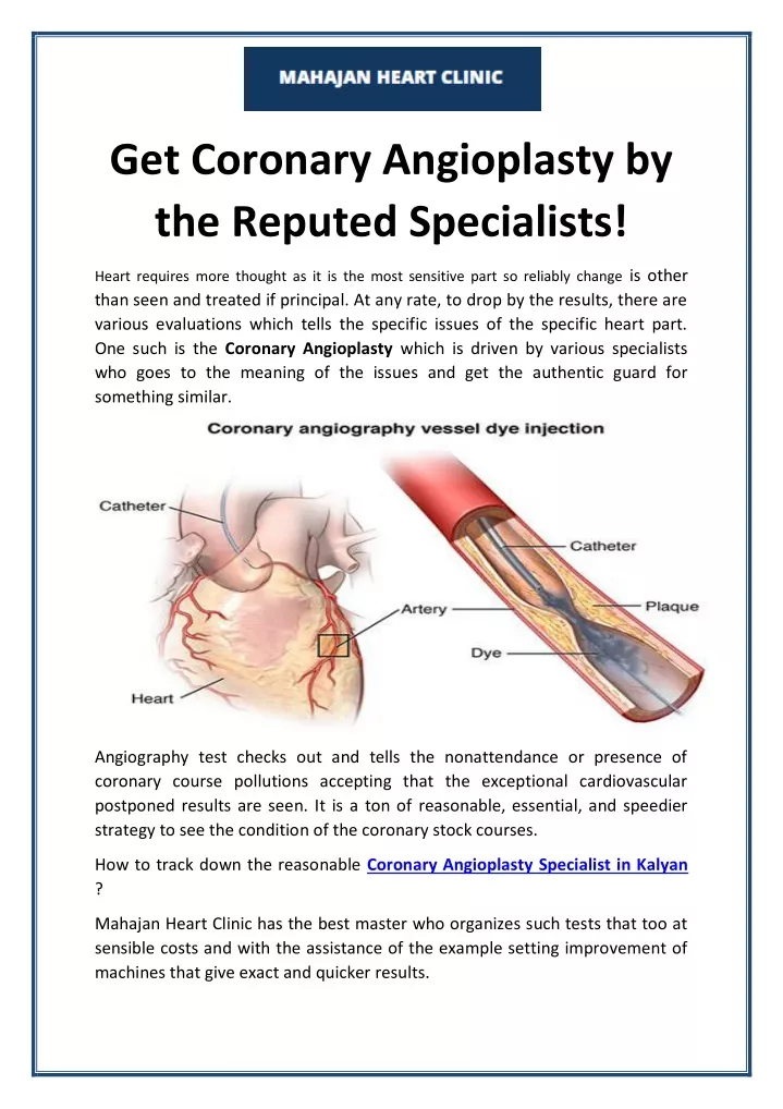 get coronary angioplasty by the reputed