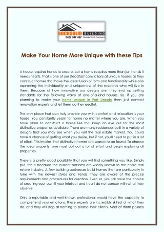 Make Your Home More Unique with these Tips