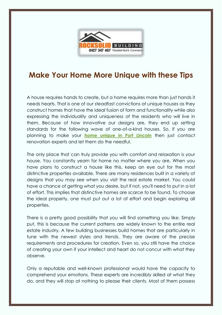 make your home more unique with these tips