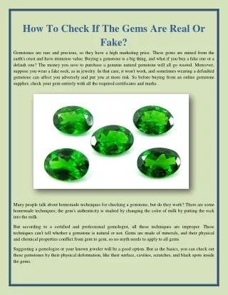 How To Check If The Gems Are Real Or Fake?