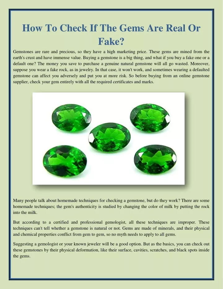 how to check if the gems are real or fake