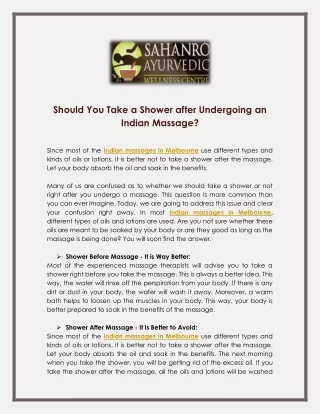 Should You Take a Shower after Undergoing an Indian Massage