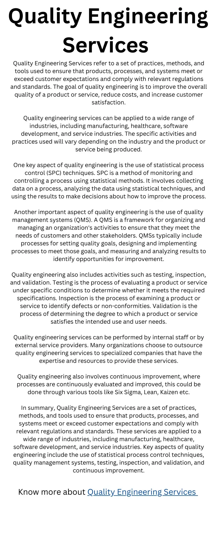 quality engineering services