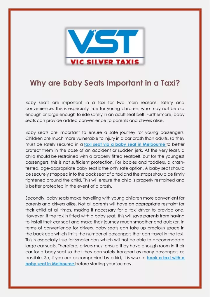 why are baby seats important in a taxi