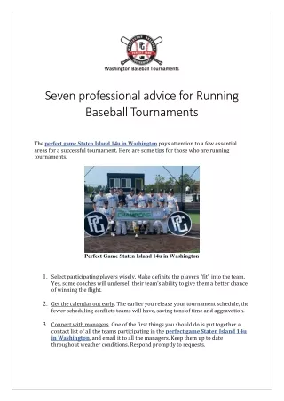 washington baseball tournaments