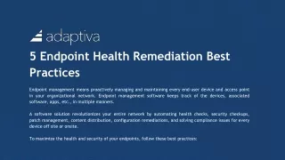 5 Endpoint Health Remediation Best Practices