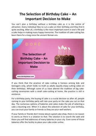 The Selection of Birthday Cake – An Important Decision to Make - Dore By letao