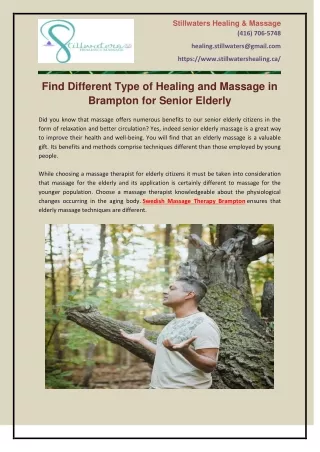 Find Different Type of Healing and Massage in Brampton for Senior Elderly
