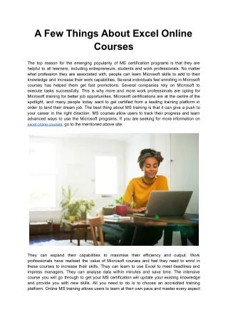 a few things about excel online courses