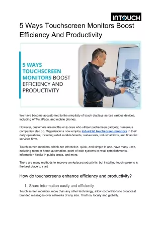5 ways touchscreen monitors boost efficiency