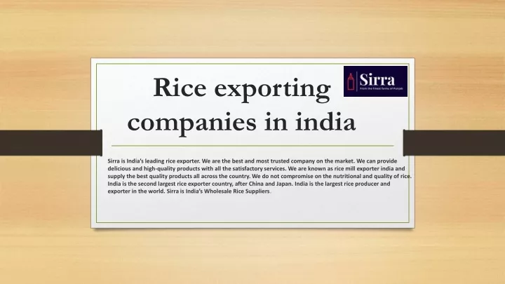 rice exporting companies in india