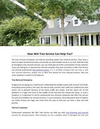 how aka tree service can help you