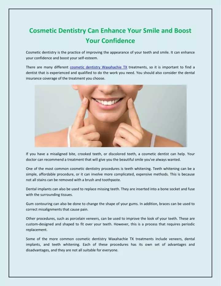 Ppt Cosmetic Dentistry Can Enhance Your Smile And Boost Your