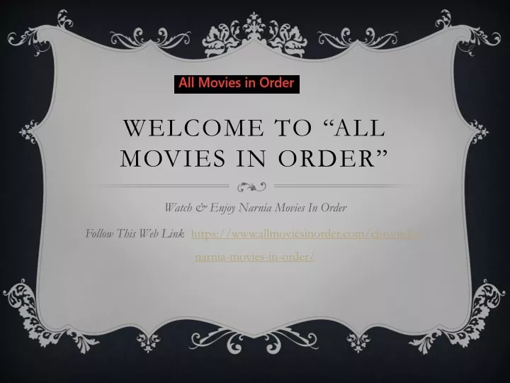 welcome to all movies in order