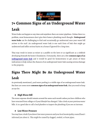 7  Common Signs of an Underground Water Leak