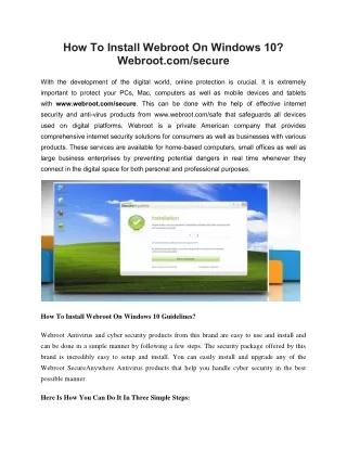 how to install webroot on windows 10 webroot