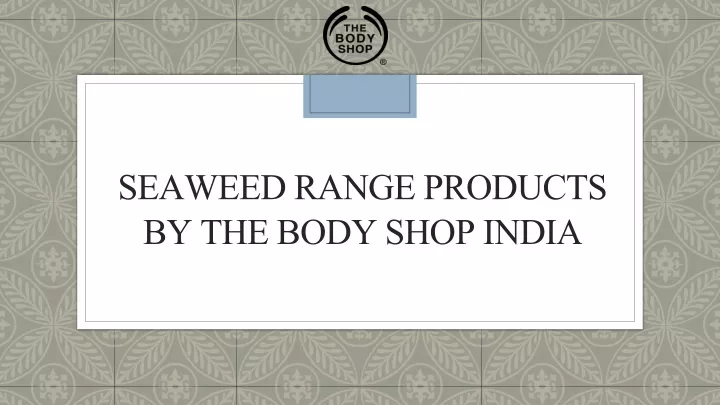 seaweed range products by the body shop india